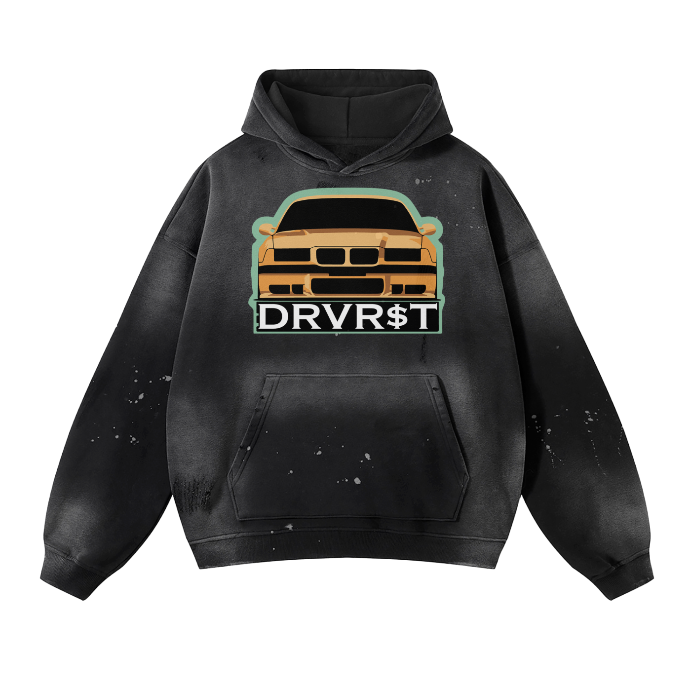 Vintage Wash DRVR$T Frayed Fleece Hoodie